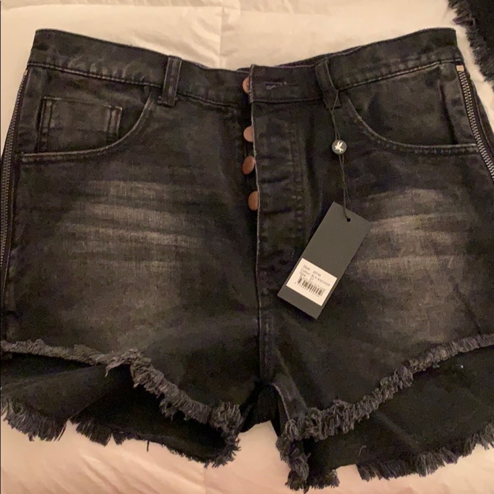 one teaspoon side zip ripped jean shorts